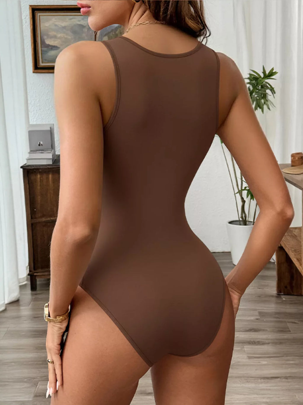 Deep V-Neck Bodysuit See size chart under “more details”