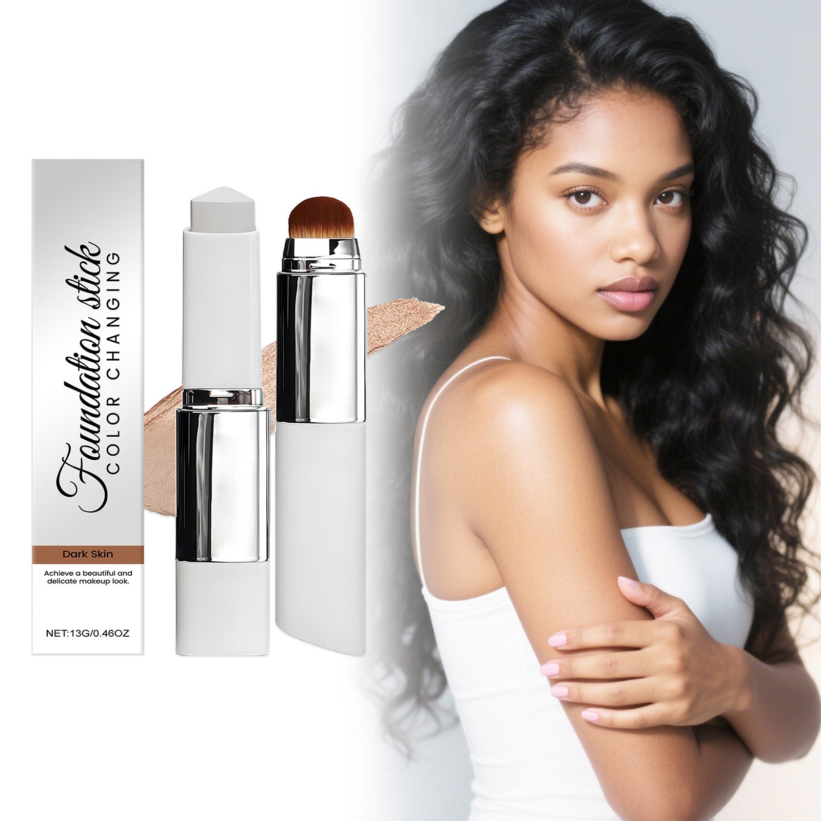 2-in-1 Color Changing Foundation Stick Deep Skin Tone