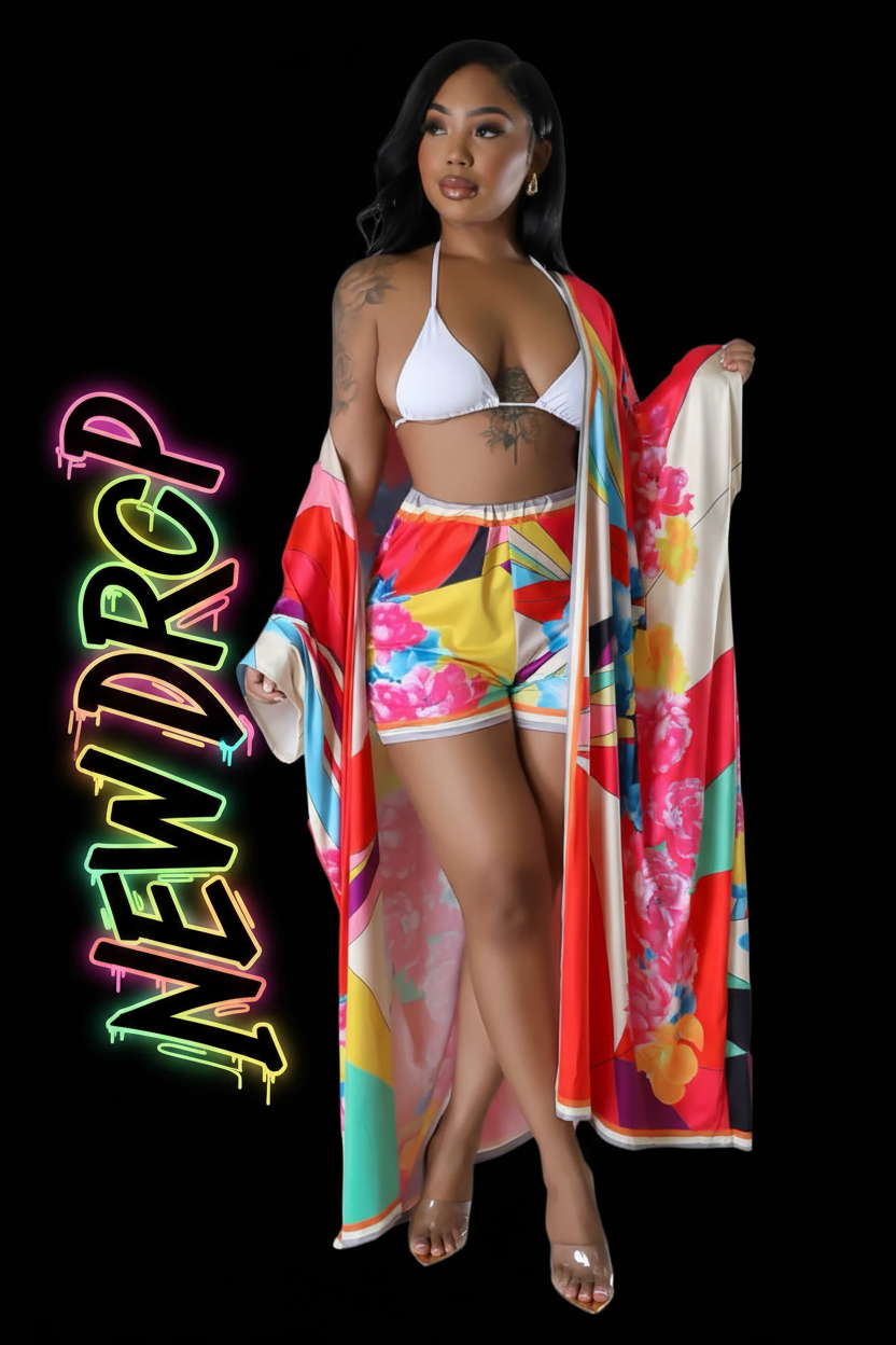 Two Piece Kimono Short Set