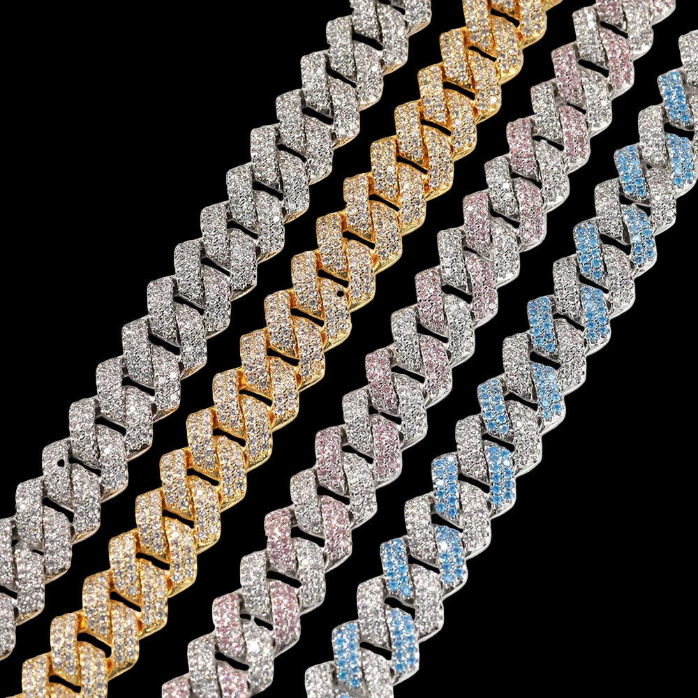 Hip-hop bar-style Cuban zircon-encrusted necklace