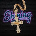 Hip-hop rose cross necklace with 5A zircon inlay
