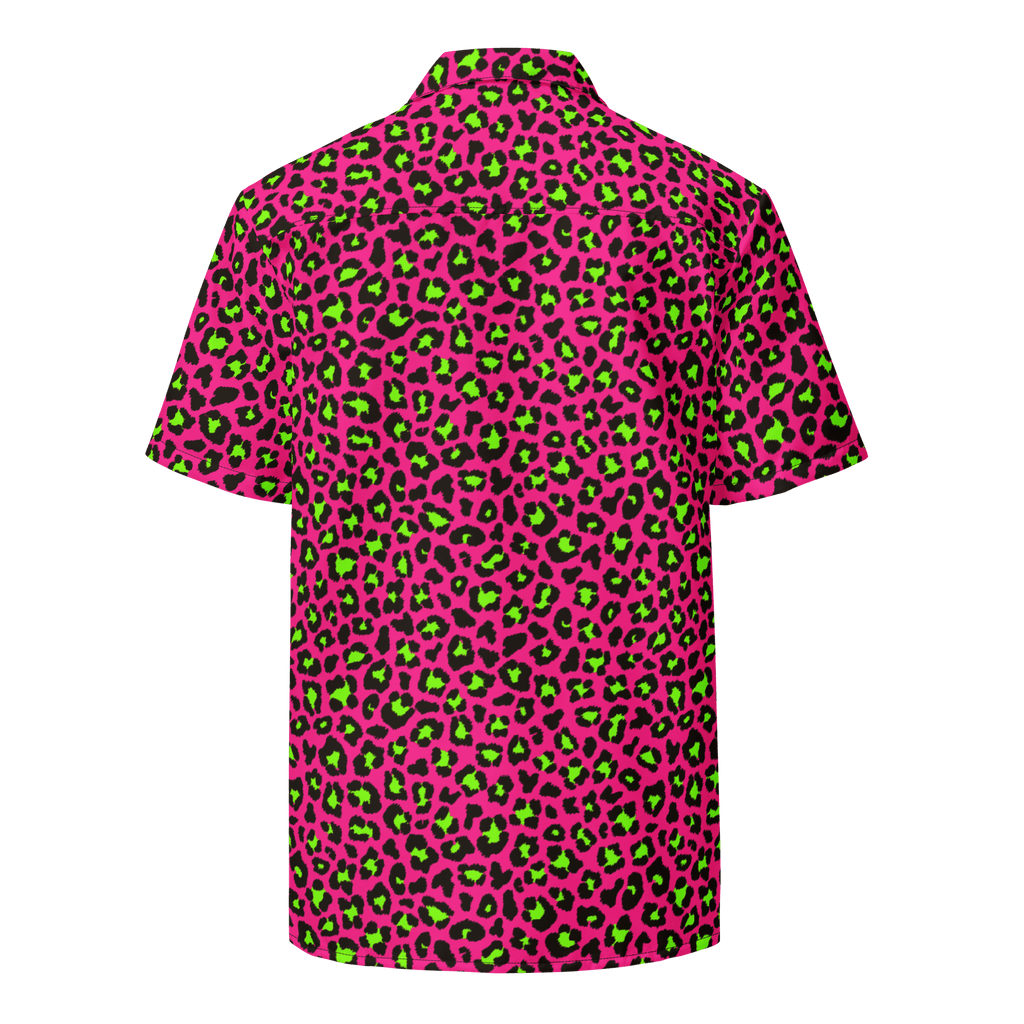 Electric Leopard Print Button-Up Shirt