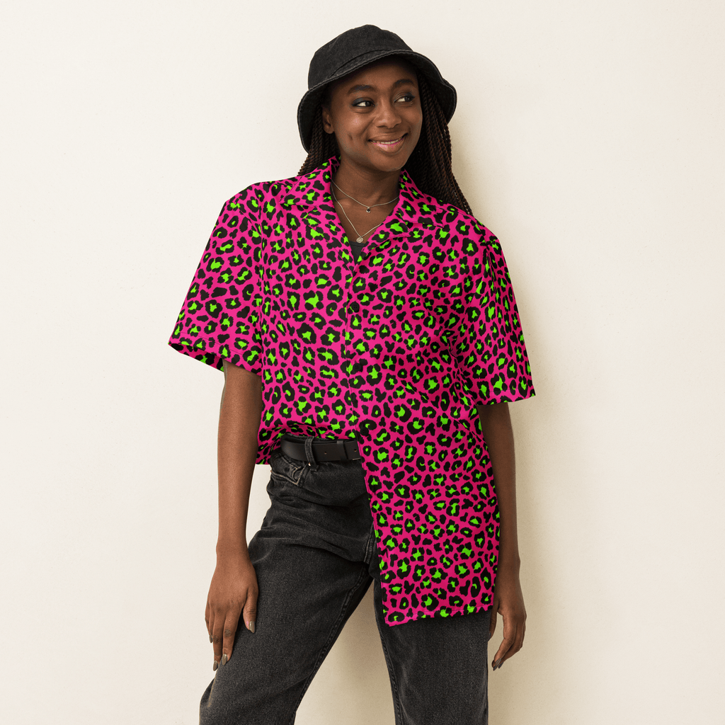 Electric Leopard Print Button-Up Shirt